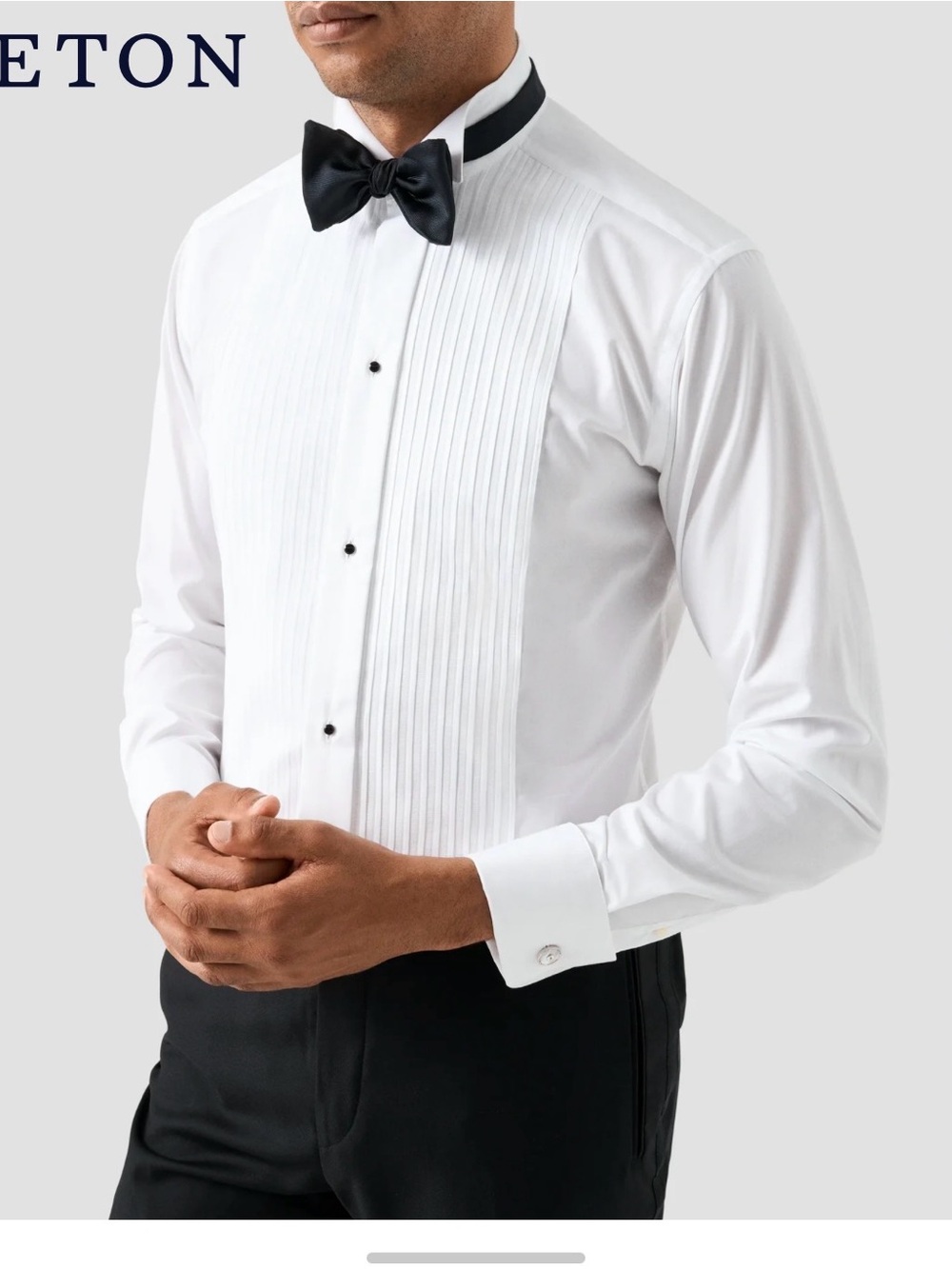 Eton White Pleated Front Tuxedo Shirt